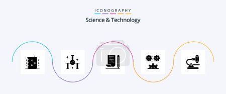Illustration for Science And Technology Glyph 5 Icon Pack Including engineering science. applied science. science experiment. scratch pad. notebook - Royalty Free Image