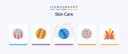 Illustration for Skin Flat 5 Icon Pack Including aloe vera. seamus. dermatology. sesame seeds. seeds. Creative Icons Design - Royalty Free Image