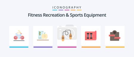 Illustration for Fitness Recreation And Sports Equipment Flat 5 Icon Pack Including sports. fitness. fruits. equipment. jump rope. Creative Icons Design - Royalty Free Image
