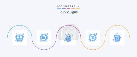 Illustration for Public Signs Blue 5 Icon Pack Including garbage. sign. public. regulatory. no - Royalty Free Image