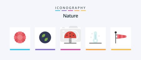 Illustration for Nature Flat 5 Icon Pack Including parachute. weather. food. thermometer. nature. Creative Icons Design - Royalty Free Image