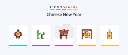 Ilustración de Chinese New Year Line Filled 5 Icon Pack Including metal. chinese. year. bell. year. Creative Icons Design - Imagen libre de derechos