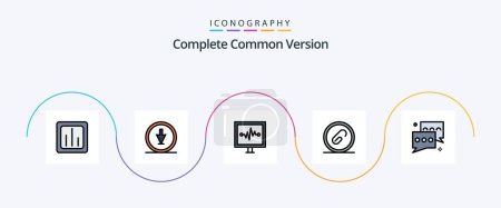 Illustration for Complete Common Version Line Filled Flat 5 Icon Pack Including file. document. navigation. attach. pulse - Royalty Free Image