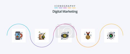 Illustration for Digital Marketing Line Filled Flat 5 Icon Pack Including view. winner. shopping. medal. money - Royalty Free Image