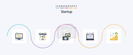 Téléchargez les illustrations : Startup Flat 5 Icon Pack Including increase. startup. images. speedup. boost - en licence libre de droit