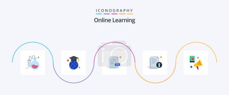 Illustration for Online Learning Flat 5 Icon Pack Including spoken. literature. txt. file. documents - Royalty Free Image