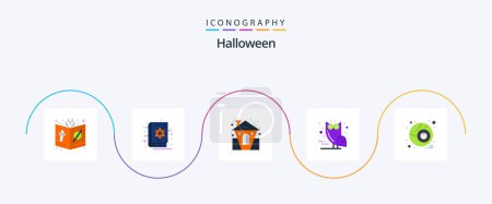 Ilustración de Halloween Flat 5 Icon Pack Including scary. halloween. scary. bird. holiday - Imagen libre de derechos