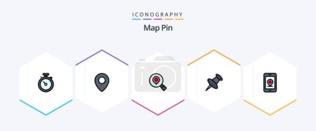 Ilustración de Mapa Pin 25 FilledLine paquete de iconos incluyendo. internet. Búsqueda. Móvil. pin - Imagen libre de derechos