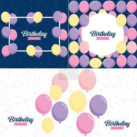 Ilustración de Happy Birthday announcement poster. flyer. and greeting card in a flat style vector illustration - Imagen libre de derechos