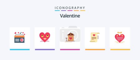 Téléchargez les illustrations : Valentine Flat Pack de 5 icônes comprenant l'amour. valentines. amour. valentine. visage. Icônes créatives Design - en licence libre de droit