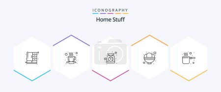 Illustration for Home Stuff 25 Line icon pack including kitchen. ice. cooking. food. bowl - Royalty Free Image