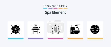 Ilustración de Spa Element Glyph 5 Icon Pack Including spa. wax. effect. spa. relax. Creative Icons Design - Imagen libre de derechos