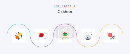 Ilustración de Paquete de 5 iconos plano de Navidad incluyendo caliente. taza. navidad. Café. presente - Imagen libre de derechos