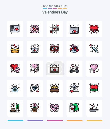 Téléchargez les illustrations : Creative Valentines Day 25 Line FIlled icon pack  Such As bleeding. love. forbidden. heart. valentine - en licence libre de droit
