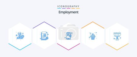 Illustration for Employment 25 Blue icon pack including . . business. skills. personal - Royalty Free Image