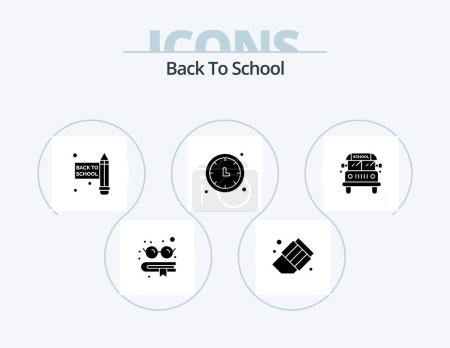 Illustration for Back To School Glyph Icon Pack 5 Icon Design. . transport. clock. school. wall clock - Royalty Free Image