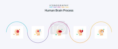 Photo for Human Brain Process Flat 5 Icon Pack Including break heart. feeling. medicine. emotions. lotus - Royalty Free Image