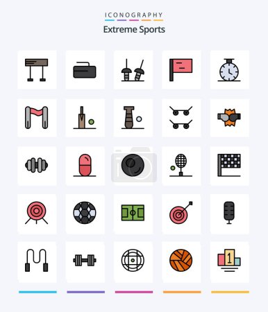 Illustration for Creative Sport 25 Line FIlled icon pack  Such As cricket. sport. sabre. finish. sport - Royalty Free Image