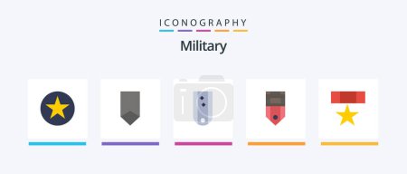 Ilustración de Military Flat 5 Icon Pack Including rank. badge. medal. striped. military. Creative Icons Design - Imagen libre de derechos