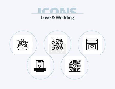 Téléchargez les illustrations : Love And Wedding Line Icon Pack 5 Icon Design. sic. broken. wedding. break. wedding - en licence libre de droit