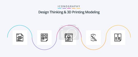 Ilustración de Design Thinking And D Printing Modeling Line 5 Icon Pack Incluyendo archivo. magia. Menos. solución. mosca - Imagen libre de derechos