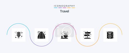 Ilustración de Paquete de iconos de Travel Glyph 5 incluyendo id. Boleto. desayuno. pasaporte. rural - Imagen libre de derechos