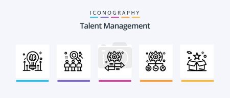 Téléchargez les illustrations : Talent Management Line 5 Icon Pack Including brainstorming. brain. left. man. arrow. Creative Icons Design - en licence libre de droit