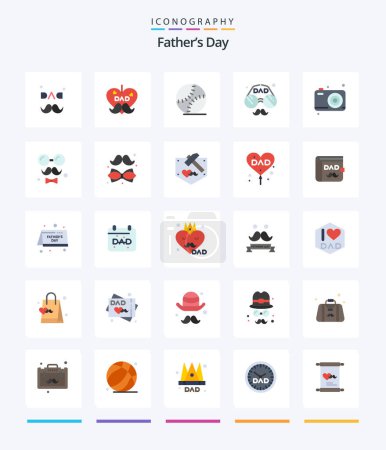 Téléchargez les illustrations : Creative Fathers Day 25 Pack d'icônes plates comme avatar. la fête des pères. accessoires. Mon père. fête des pères - en licence libre de droit