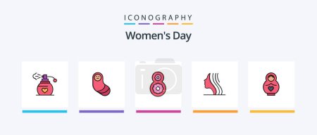 Illustration for Womens Day Line Filled 5 Icon Pack Including justice. balance. happy. world. offshore. Creative Icons Design - Royalty Free Image