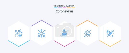 Illustration for Coronavirus 25 Blue icon pack including flu. pathogen. virus. particle. virus protection - Royalty Free Image