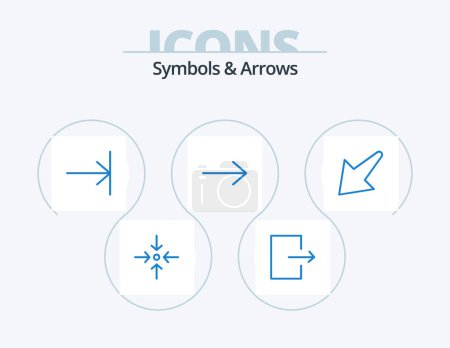 Ilustración de Symbols and Arrows Blue Icon Pack 5 Icon Design. . finish. . down - Imagen libre de derechos