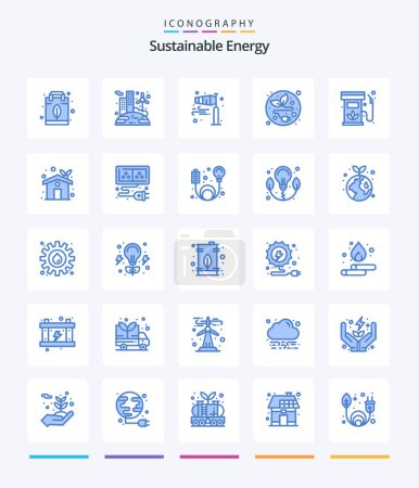 Illustration for Creative Sustainable Energy 25 Blue icon pack  Such As diesel. leaf. air. electric plug. storm - Royalty Free Image