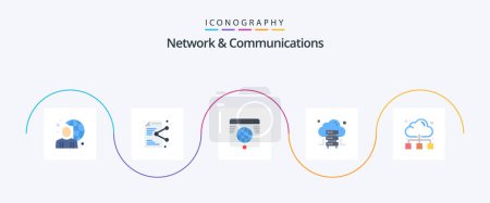 Illustration for Network And Communications Flat 5 Icon Pack Including server. cloud. application. website. link - Royalty Free Image