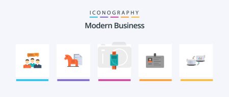 Illustration for Modern Business Flat 5 Icon Pack Including credit card machine. check. business. card. machine. Creative Icons Design - Royalty Free Image