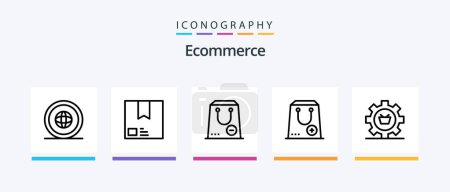 Illustration for Ecommerce Line 5 Icon Pack Including free. ecommerce. event. e. cart. Creative Icons Design - Royalty Free Image