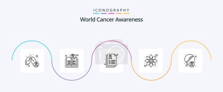 Illustration for World Cancer Awareness Line 5 Icon Pack Including plant. flower. day. chamomile. care - Royalty Free Image