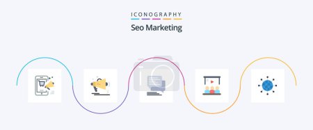 Illustration for Seo Marketing Flat 5 Icon Pack Including tutorial. presentation. announcement. bubble. messages - Royalty Free Image