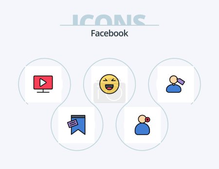 Téléchargez les illustrations : Facebook Line Filled Icon Pack 5 Icon Design. computer. feeling. mark. faint. emoji - en licence libre de droit