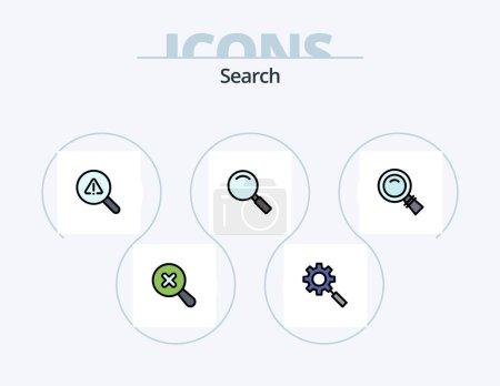 Téléchargez les illustrations : Search Line Filled Icon Pack 5 Icon Design. . trouver. magnifier. recherche. zoom - en licence libre de droit