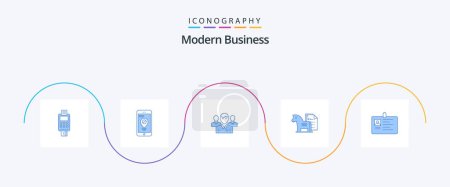 Ilustración de Modern Business Blue 5 Icon Pack Including person. leader. location. executive. business - Imagen libre de derechos