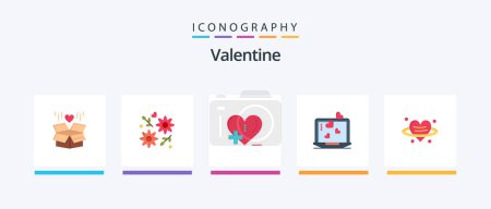 Ilustración de Valentine Flat 5 Icon Pack Incluye atención médica. Amor. Flor. Un día. Valentín. Diseño de iconos creativos - Imagen libre de derechos