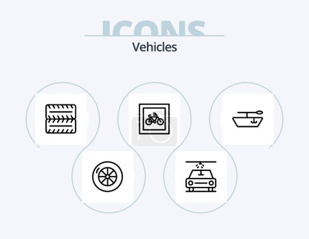 Téléchargez les illustrations : Vehicles Line Icon Pack 5 Icon Design. . kayak. - en licence libre de droit