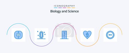 Illustration for Biology Blue 5 Icon Pack Including love. ear. science. light mete. electronics - Royalty Free Image