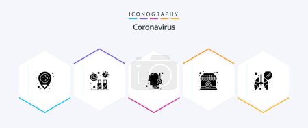 Illustration for Coronavirus 25 Glyph icon pack including protect. sign. banned. shop. temperature - Royalty Free Image