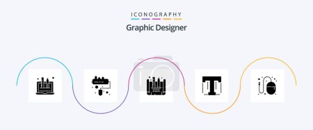 Illustration for Graphic Designer Glyph 5 Icon Pack Including idea. designer. creating blueprint. design. tool - Royalty Free Image