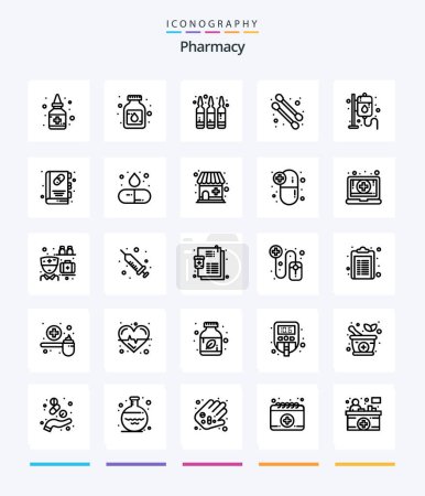 Téléchargez les illustrations : Pack d'icônes Creative Pharmacy 25 OutLine tel que le livre médical. livret. beauté. livre. médecine - en licence libre de droit