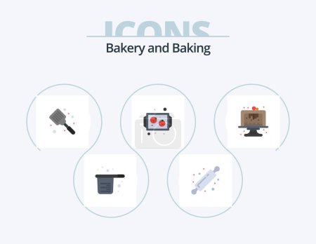 Illustration for Baking Flat Icon Pack 5 Icon Design. tray. cookies. bread rolling pin. baking. flipper - Royalty Free Image
