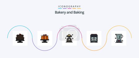 Illustration for Baking Line Filled Flat 5 Icon Pack Including jug. baking. scale. baked. baking oven - Royalty Free Image