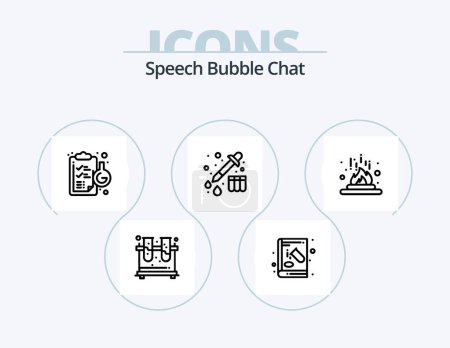 Illustration for Chat Line Icon Pack 5 Icon Design. comment. bubble. pencile. texting. chatting - Royalty Free Image