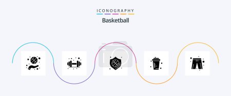 Téléchargez les illustrations : Basketball Glyphe 5 Icône Pack Y compris tissu. Du jus. protection. boire. basket - en licence libre de droit